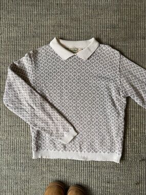 Vintage L.L. Bean Women's Patterned Knit Sweater with Collar
